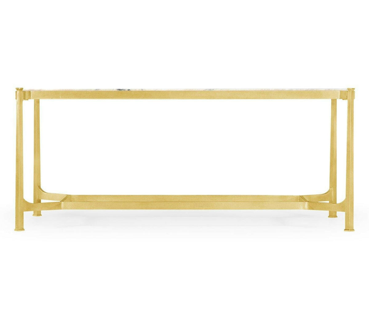 Jonathan Charles Coffee Table Contemporary with Brass Base - Blanco Marble.