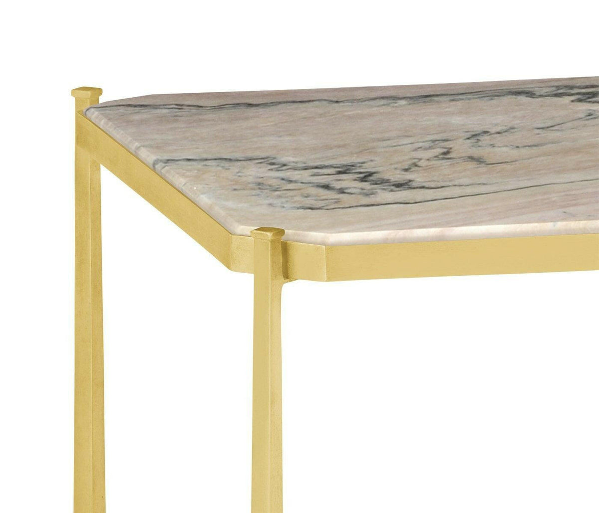 Jonathan Charles Coffee Table Contemporary with Brass Base - Blanco Marble.