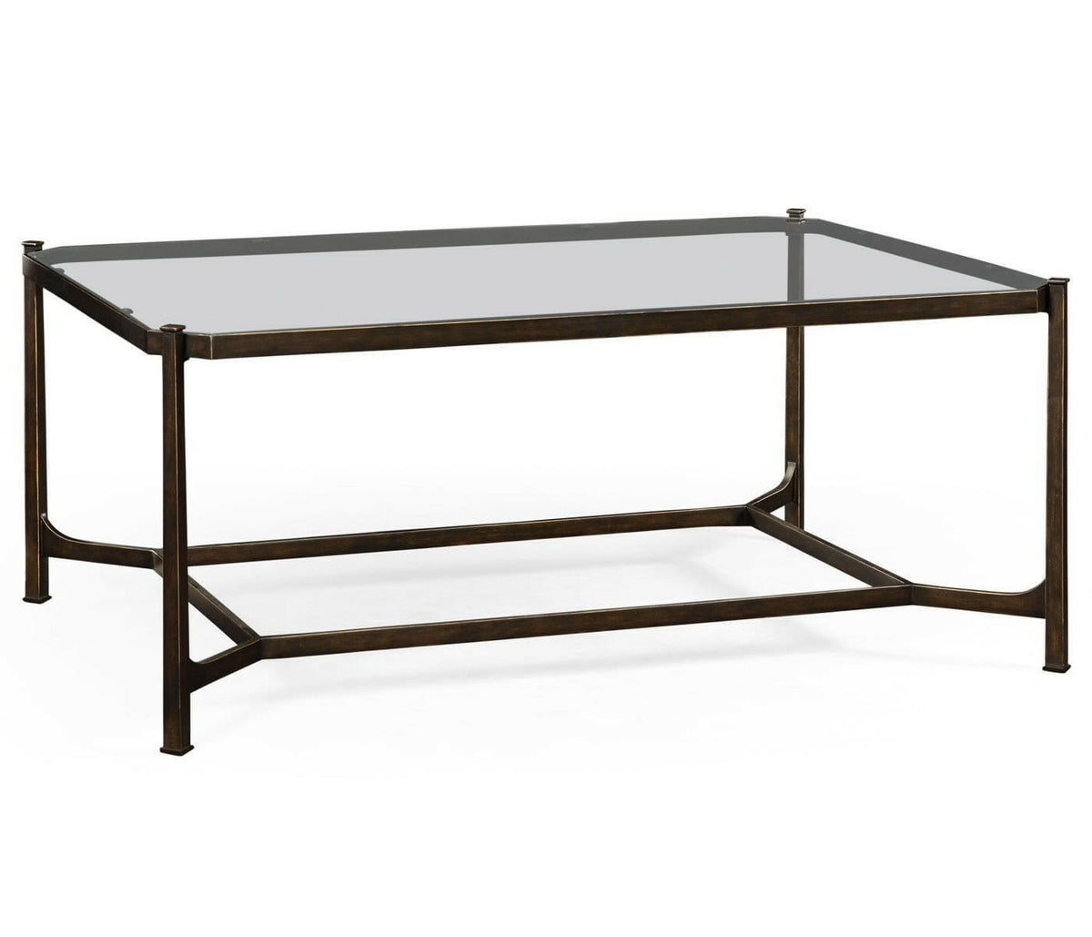 Jonathan Charles Coffee Table Contemporary with Glass Top - Bronze.