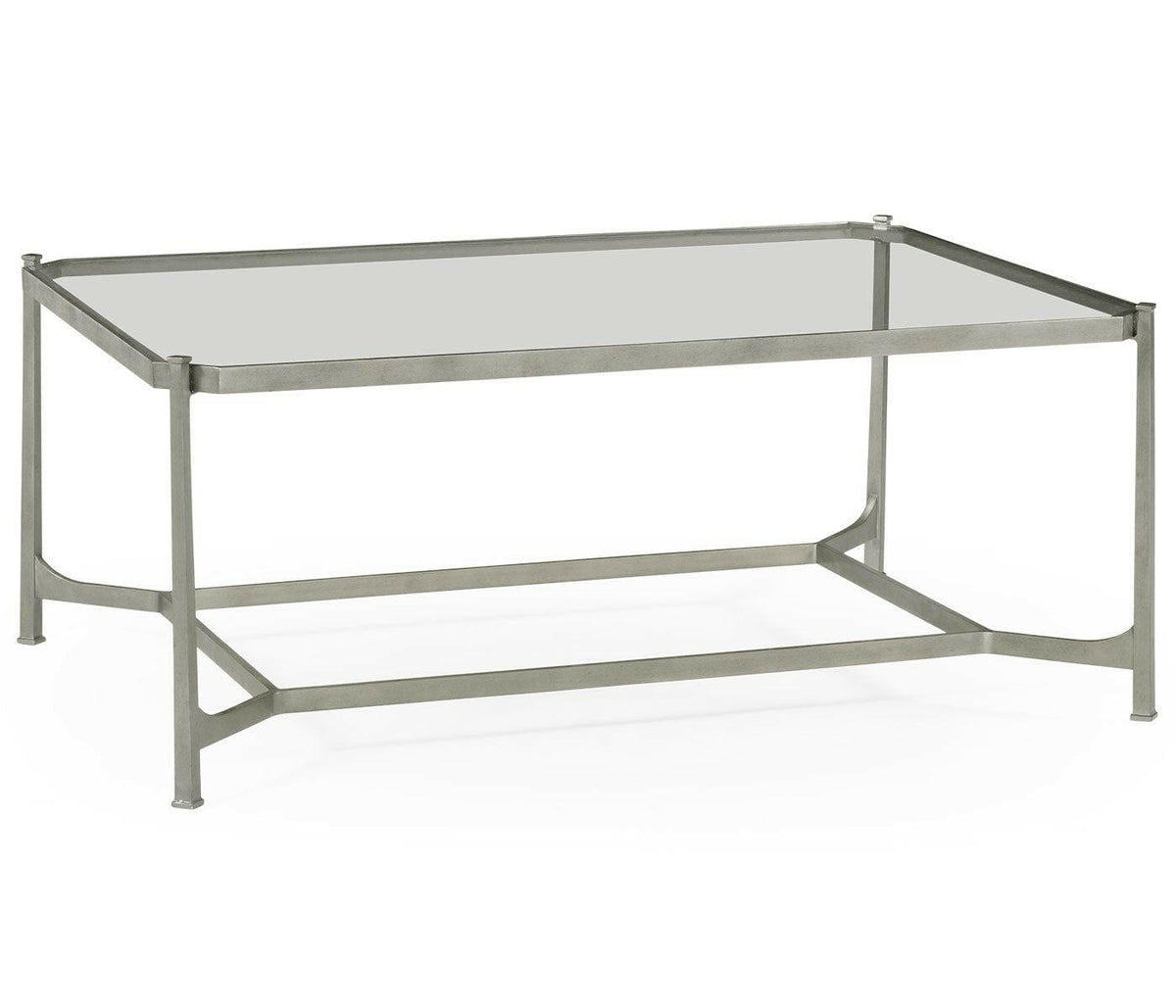 Jonathan Charles Coffee Table Contemporary with Glass Top - Silver.
