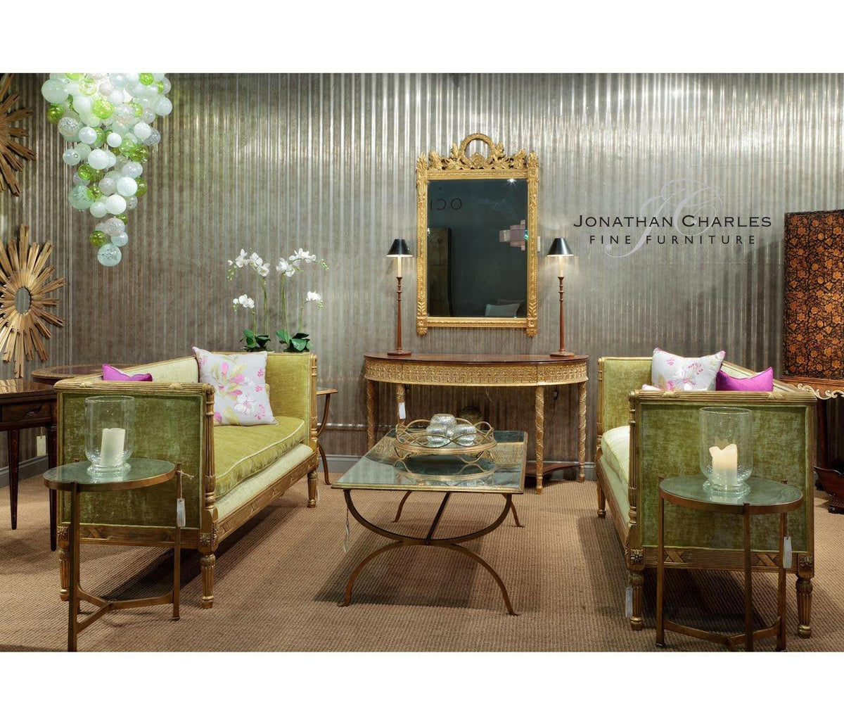 Jonathan Charles Coffee Table Hourglass in Eglomise - Gilded.