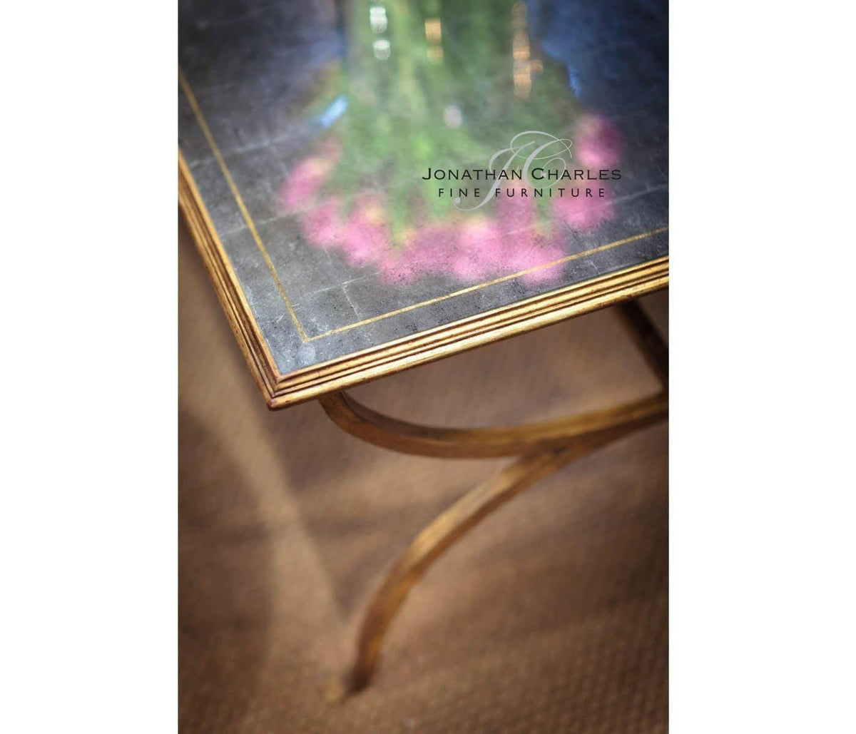 Jonathan Charles Coffee Table Hourglass in Eglomise - Gilded.