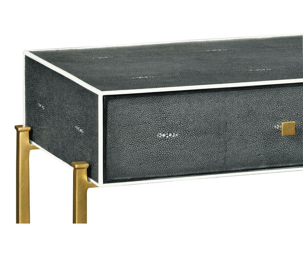 Jonathan Charles Console Table 1930s in Anthracite Shagreen - Gilded.