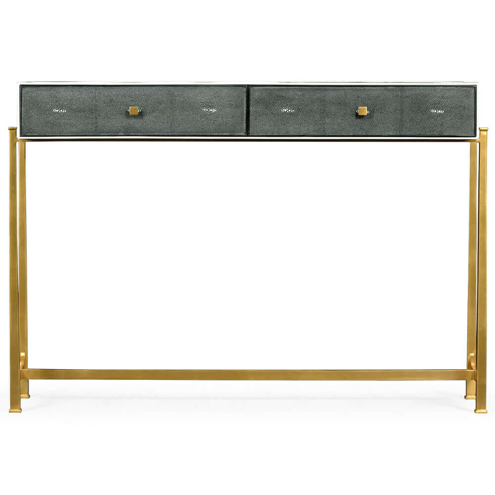 Jonathan Charles Console Table 1930s in Anthracite Shagreen - Gilded.