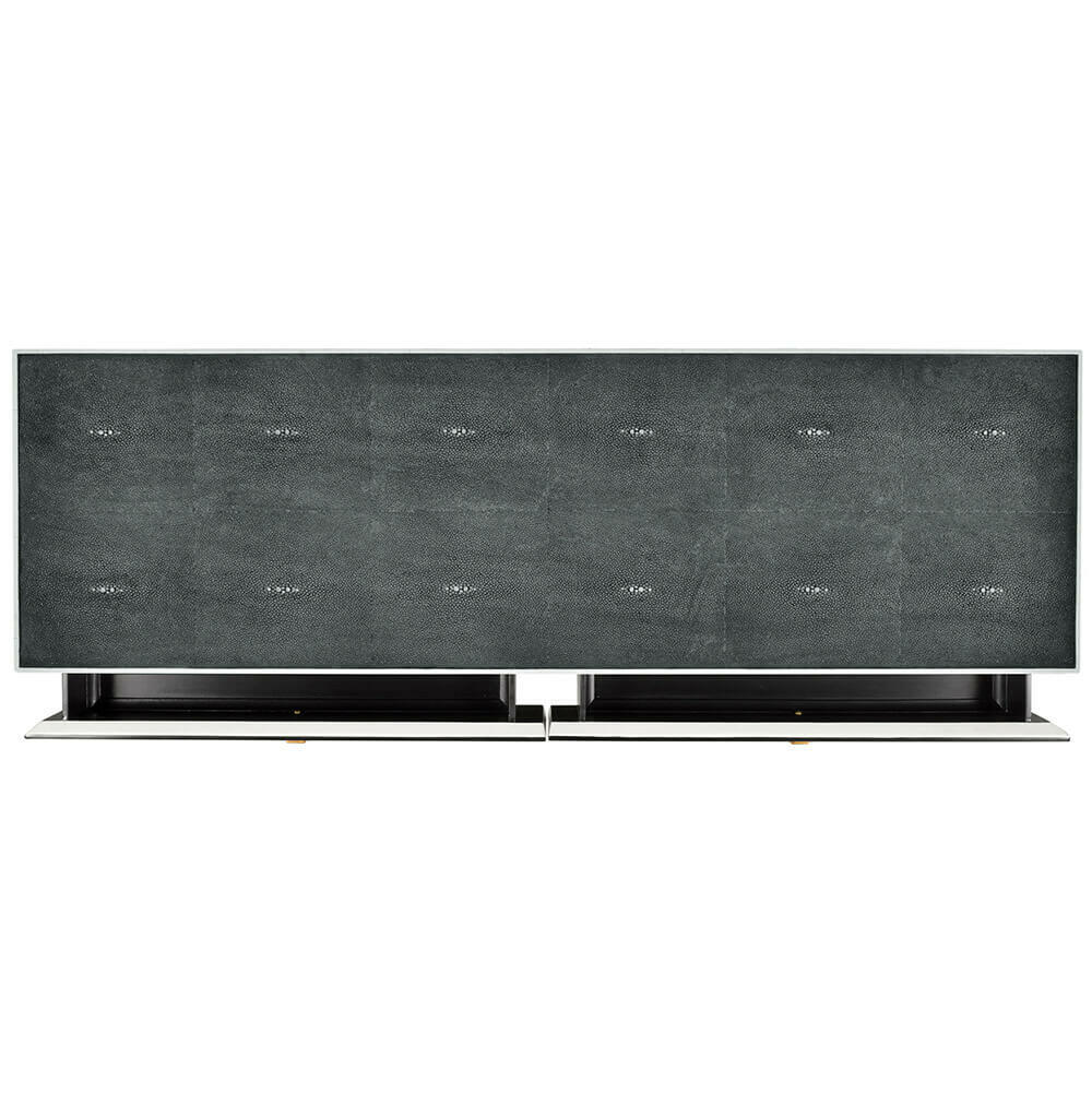 Jonathan Charles Console Table 1930s in Anthracite Shagreen - Gilded.