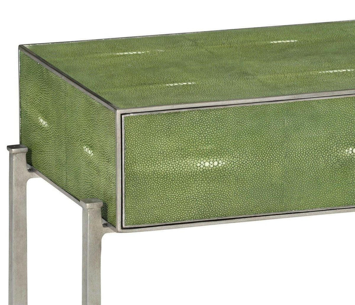 Jonathan Charles Console Table 1930s in Green Shagreen - Silver.