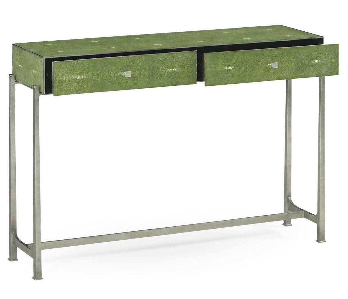 Jonathan Charles Console Table 1930s in Green Shagreen - Silver.