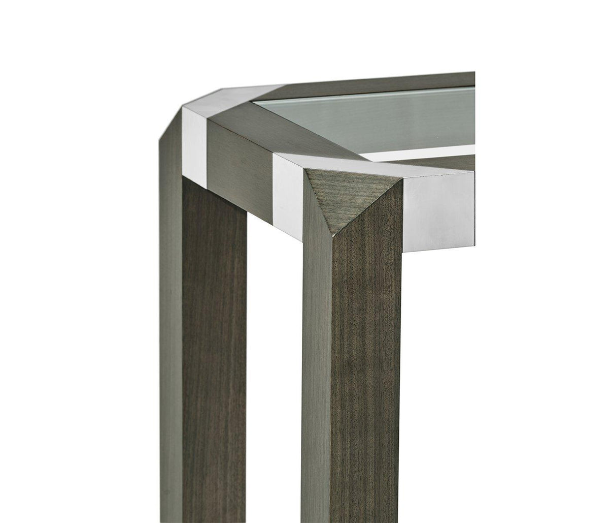 Jonathan Charles Console Table Grey Walnut with Glass Top.