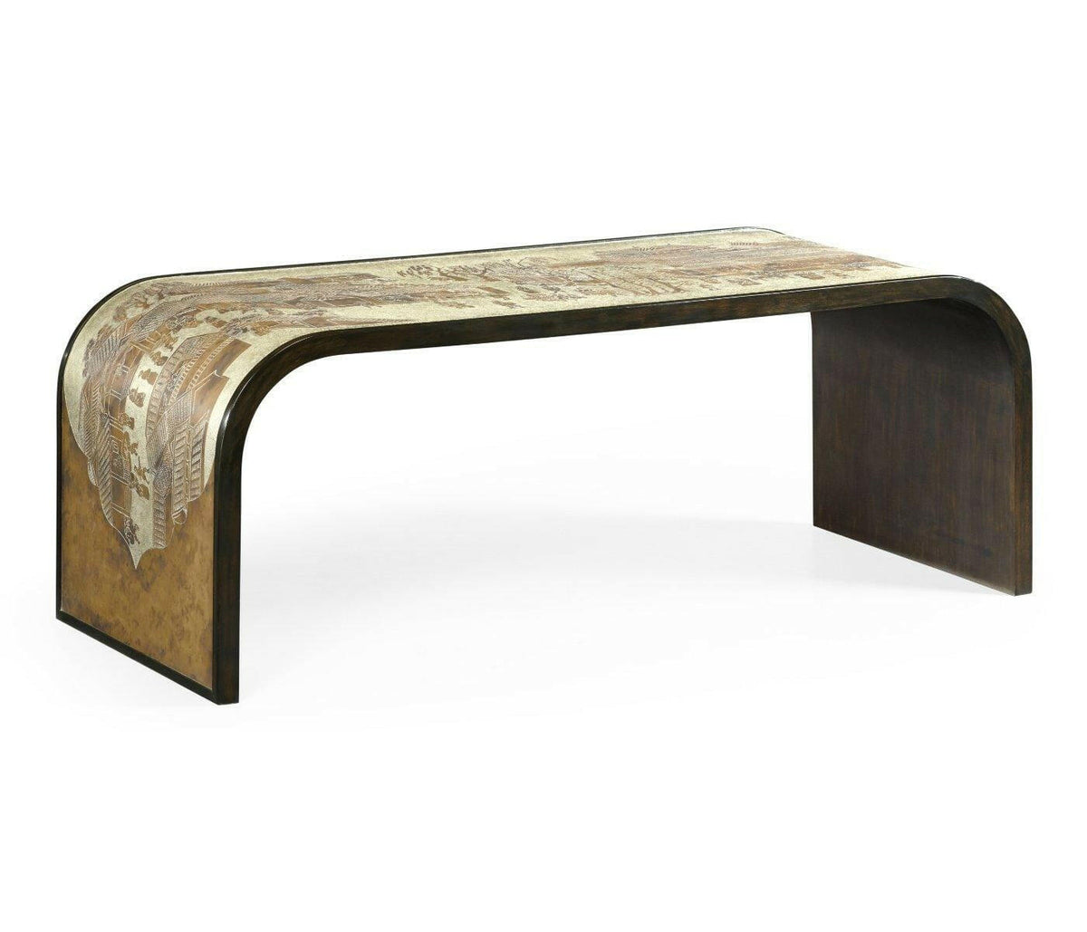Jonathan Charles Curved Coffee Table Chinoiserie Style.