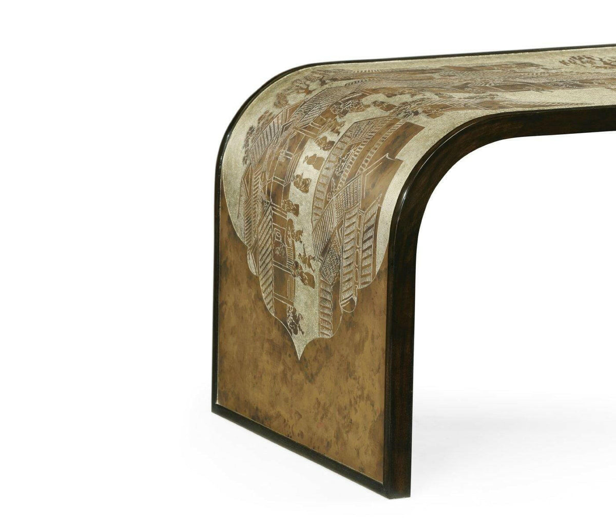 Jonathan Charles Curved Coffee Table Chinoiserie Style.