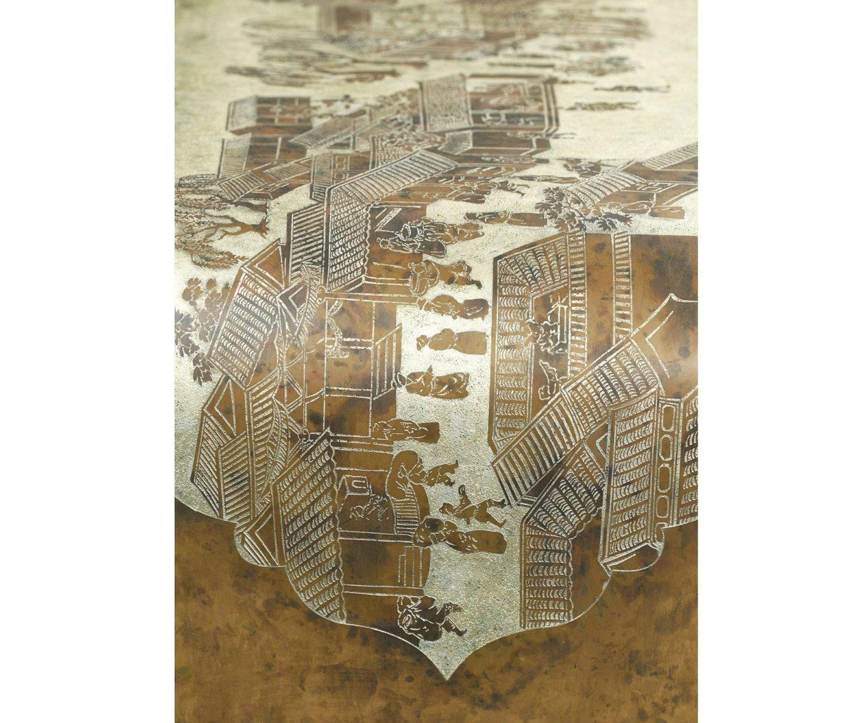 Jonathan Charles Curved Coffee Table Chinoiserie Style.