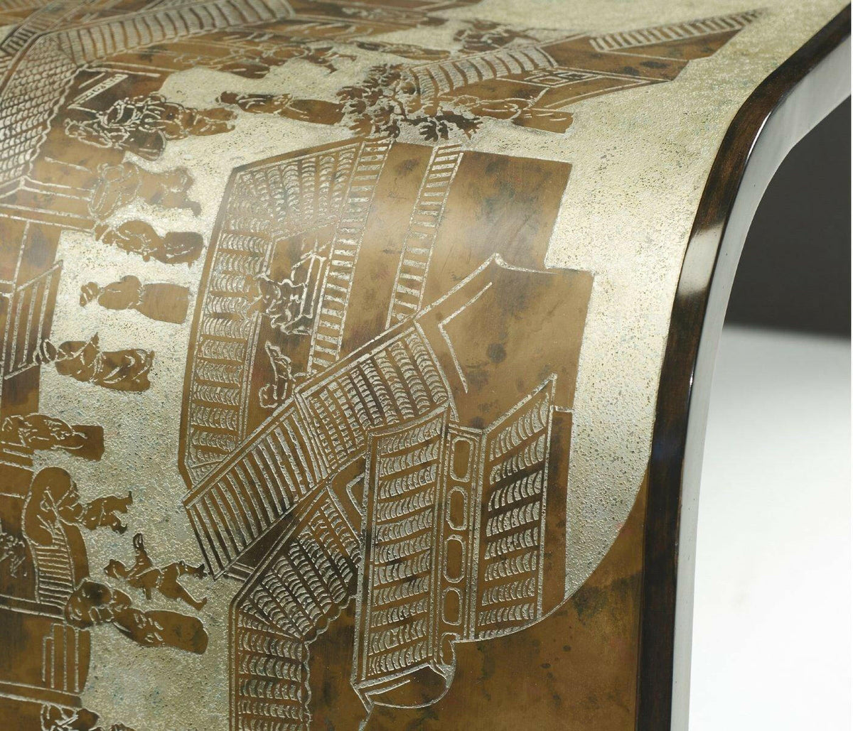 Jonathan Charles Curved Coffee Table Chinoiserie Style.