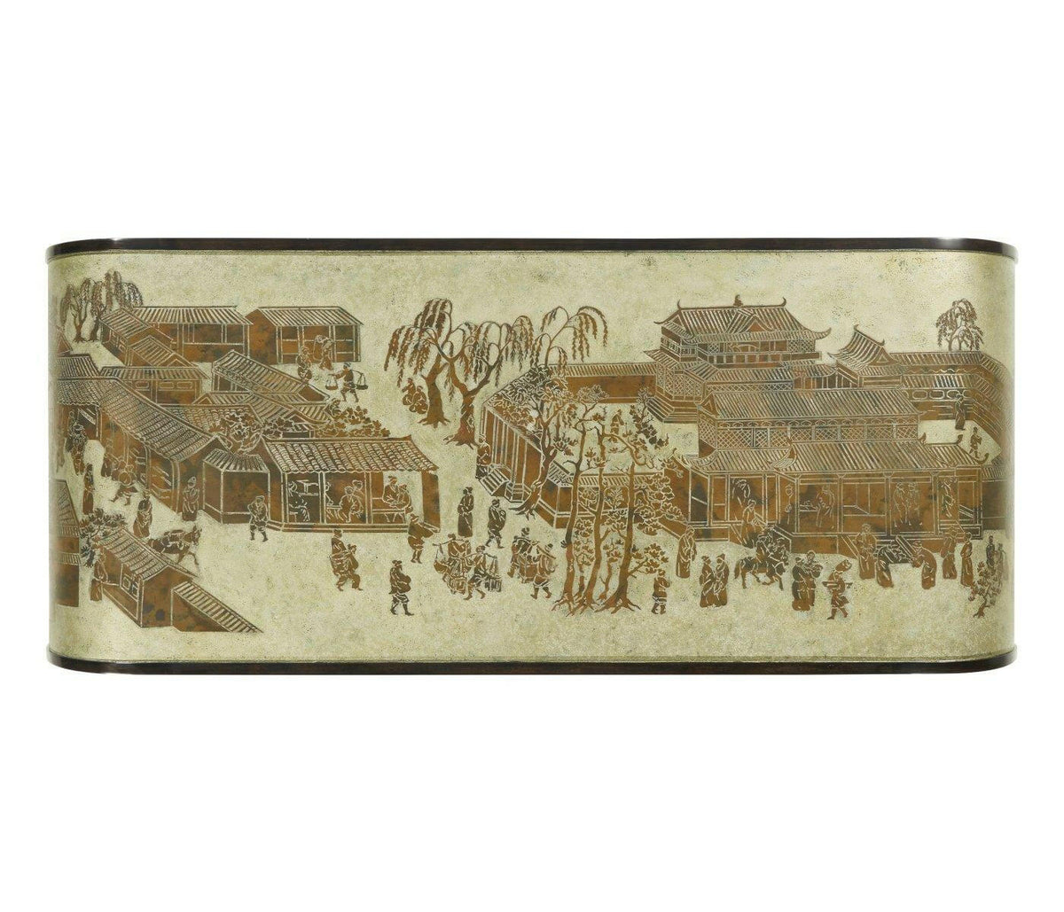 Jonathan Charles Curved Coffee Table Chinoiserie Style.