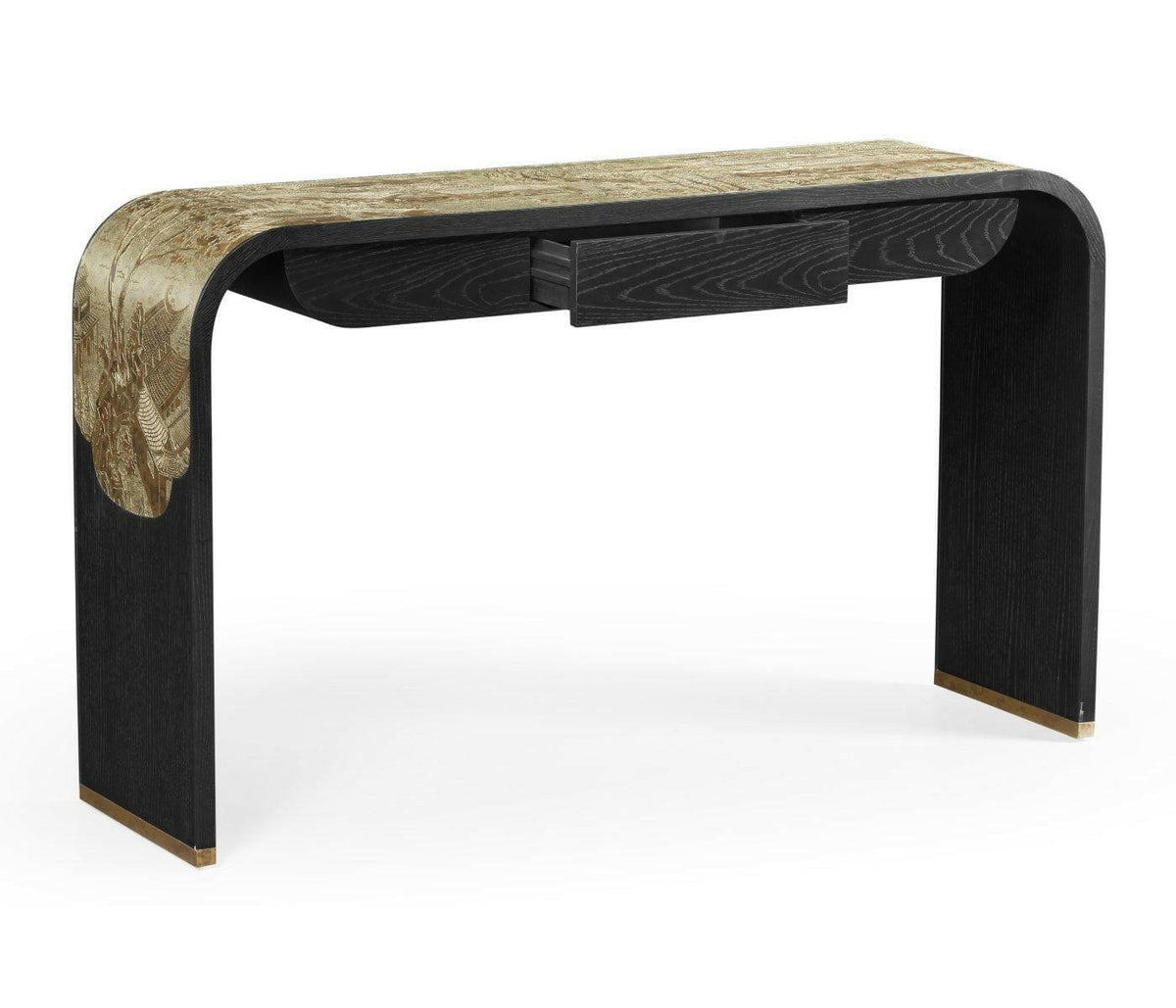 Jonathan Charles Curved Console Table Chinoiserie Style.
