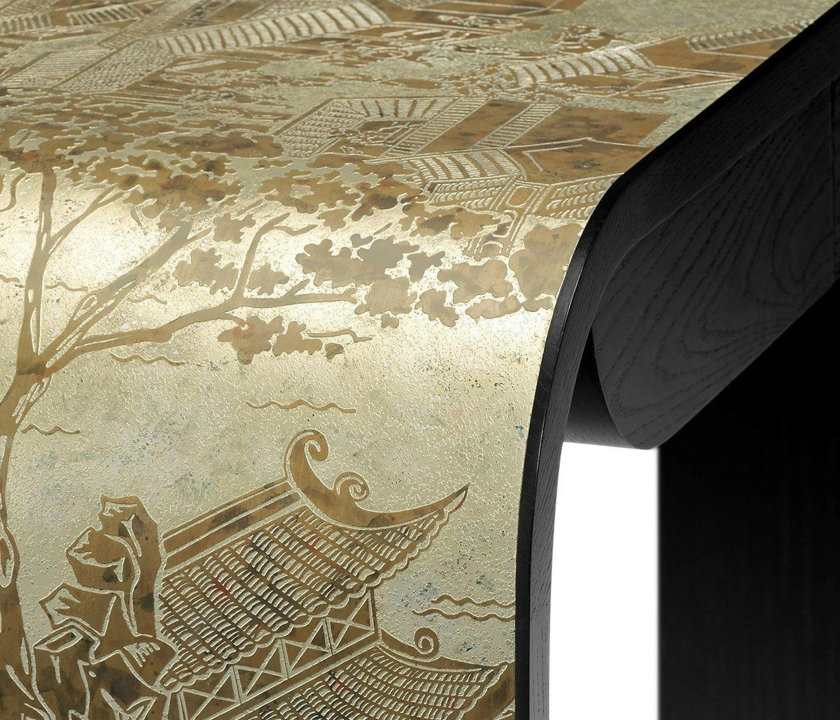 Jonathan Charles Curved Console Table Chinoiserie Style.