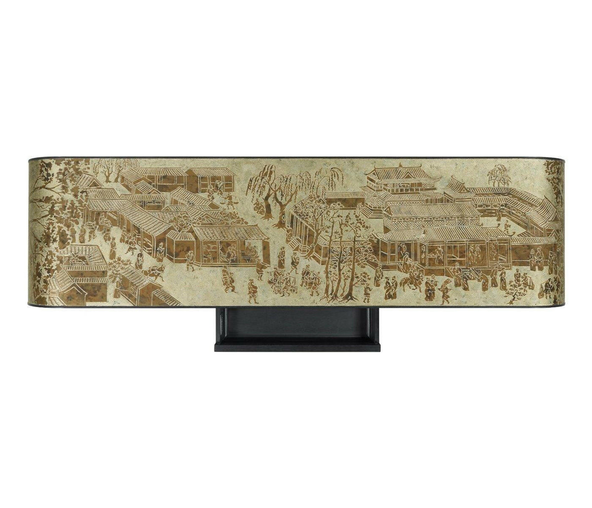 Jonathan Charles Curved Console Table Chinoiserie Style.