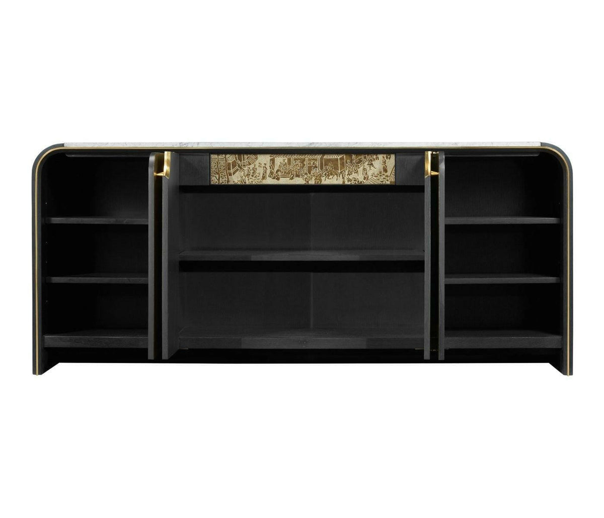 Jonathan Charles Curved Sideboard in Ebonised Oak.