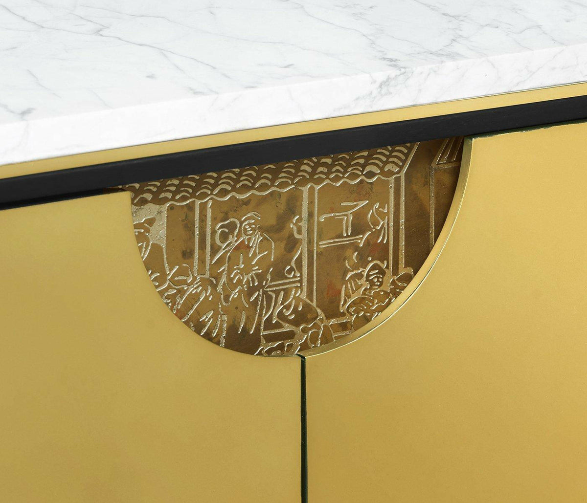 Jonathan Charles Curved Sideboard in Ebonised Oak.