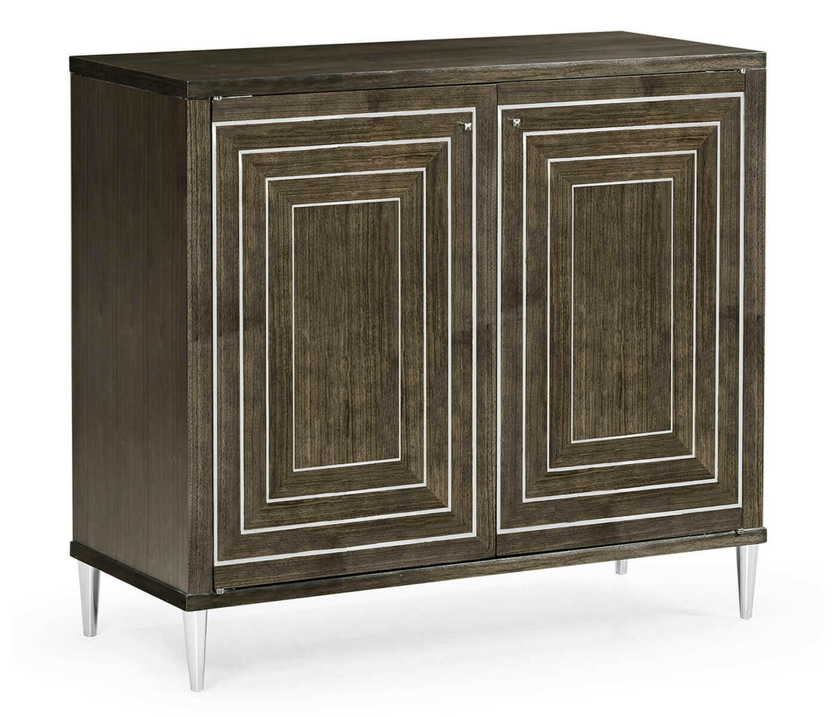 Jonathan Charles Dark Grey Walnut Storage Cabinet - Stainless Steel.