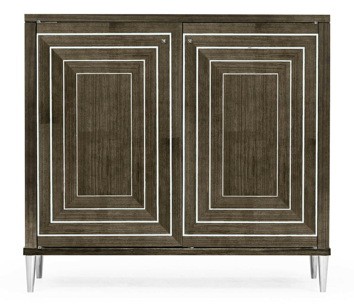Jonathan Charles Dark Grey Walnut Storage Cabinet - Stainless Steel.