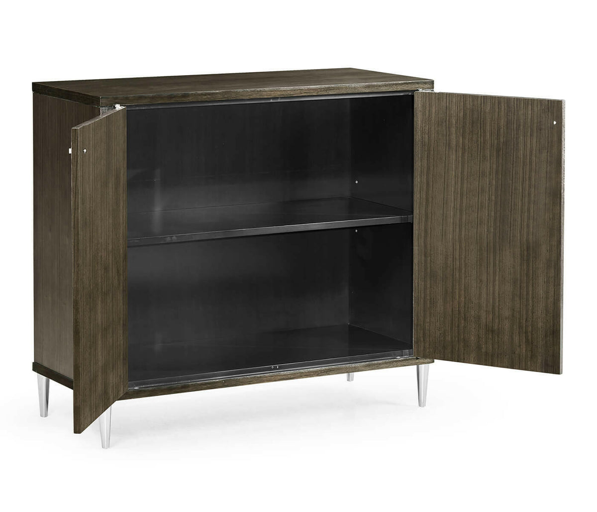 Jonathan Charles Dark Grey Walnut Storage Cabinet - Stainless Steel.