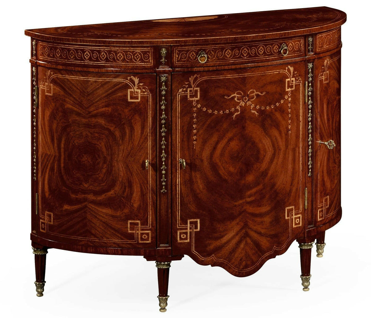 Jonathan Charles Demilune Cabinet Neoclassical in Mahogany.