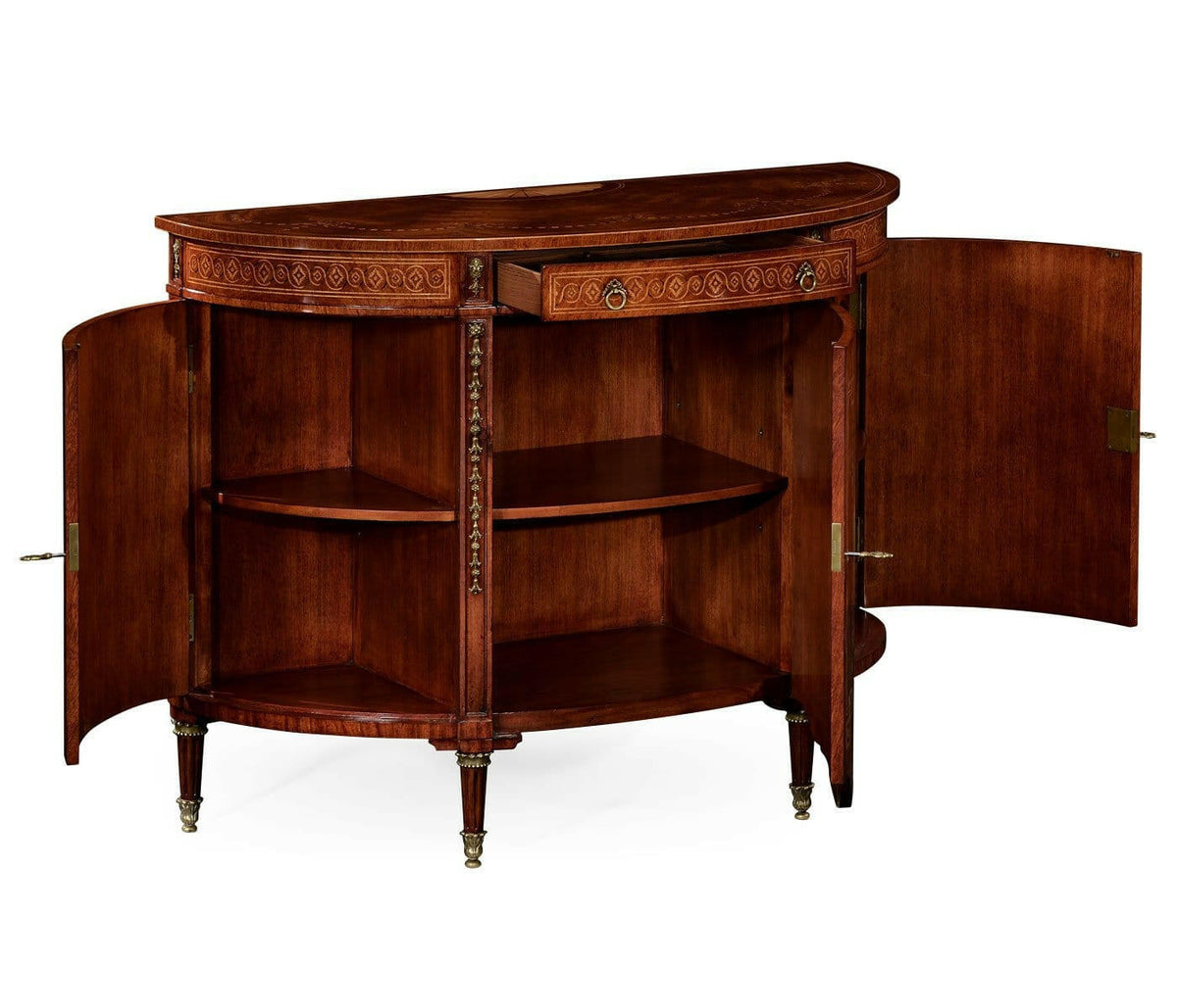 Jonathan Charles Demilune Cabinet Neoclassical in Mahogany.