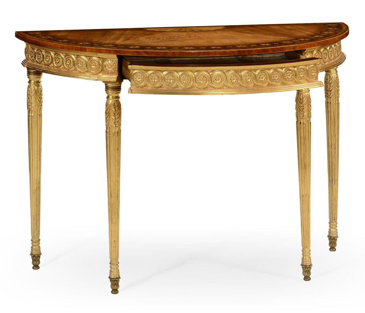 Jonathan Charles Demilune Console Table Adam Style Gilded.