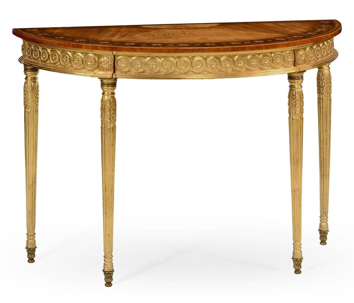 Jonathan Charles Demilune Console Table Adam Style Gilded.