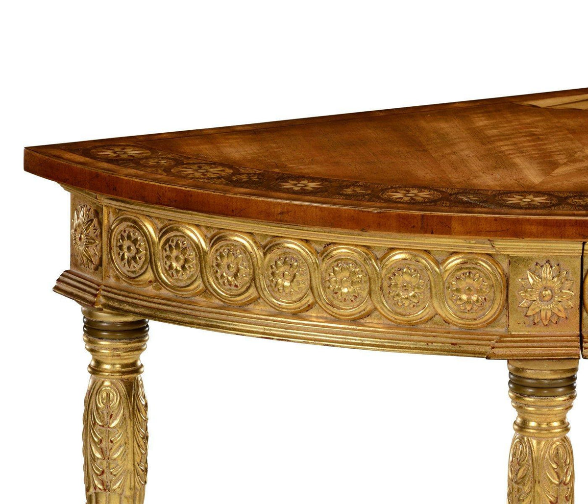 Jonathan Charles Demilune Console Table Adam Style Gilded.