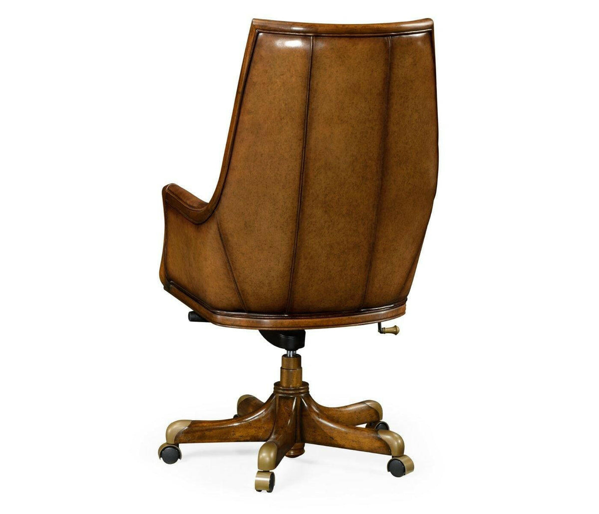 Jonathan Charles Desk Chair Edwardian High Back - Antique Chestnut Leather.