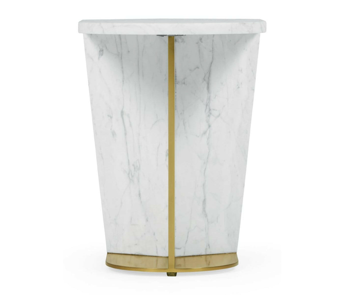 Jonathan Charles End Table in White Calcutta Marble - Medium.
