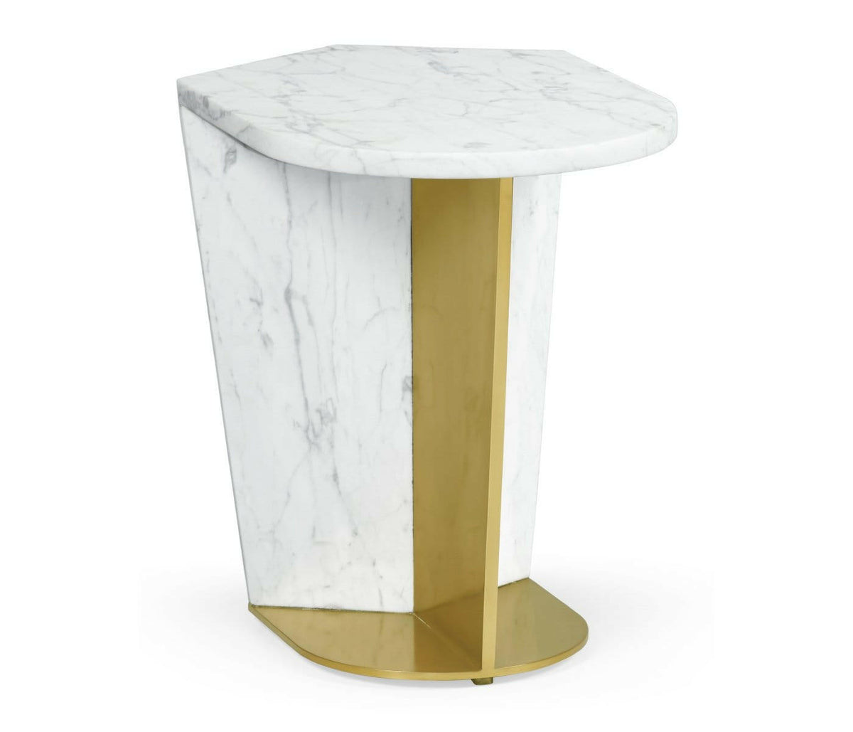 Jonathan Charles End Table in White Calcutta Marble - Small.