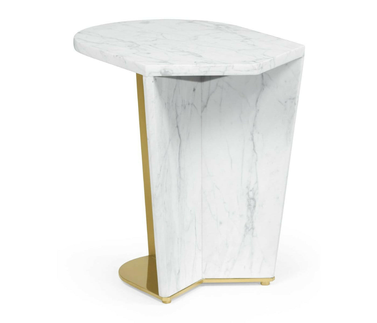 Jonathan Charles End Table in White Calcutta Marble - Small.