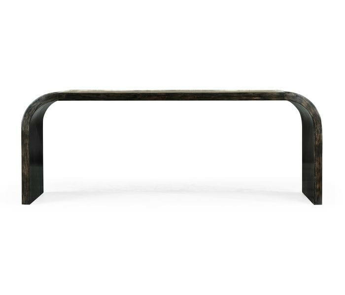 Jonathan Charles Etched Brass Curved Coffee Table.