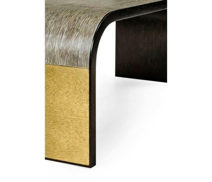 Jonathan Charles Etched Brass Curved Coffee Table.