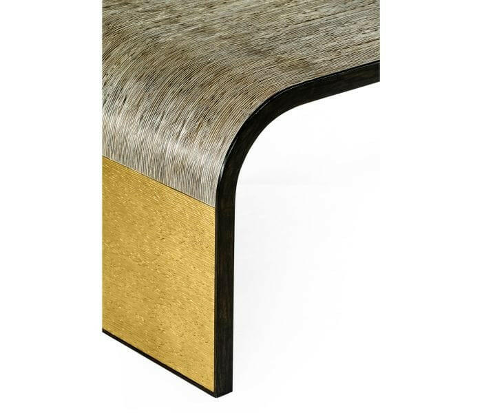 Jonathan Charles Etched Brass Curved Coffee Table.