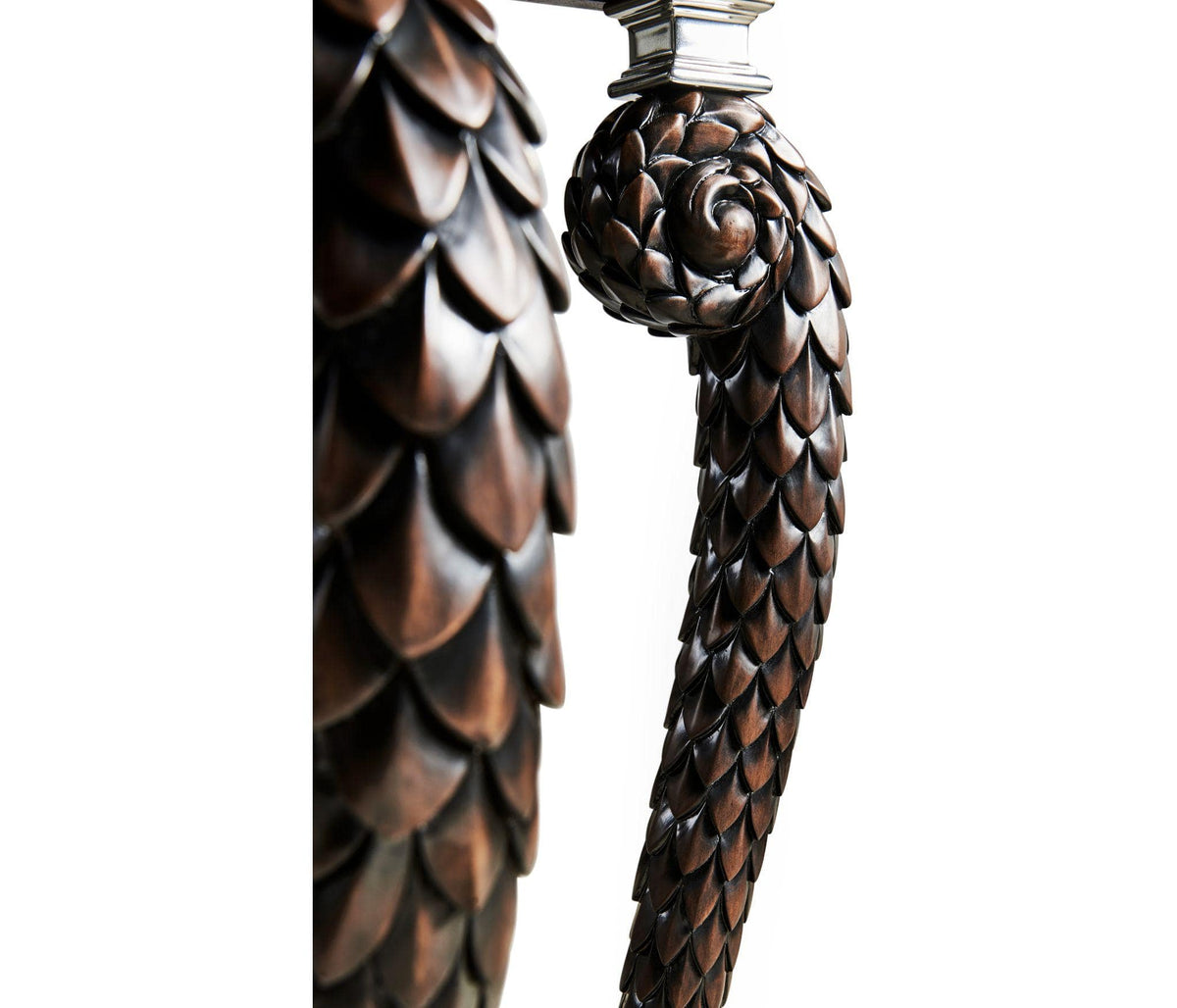 Jonathan Charles Feather Inlay Hand Carved Console Table.