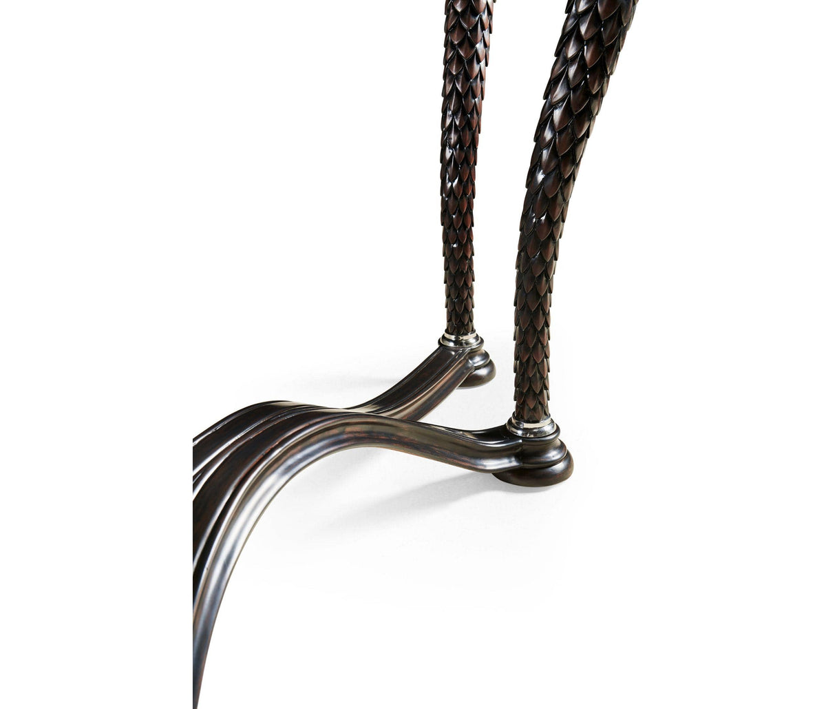 Jonathan Charles Feather Inlay Hand Carved Console Table.