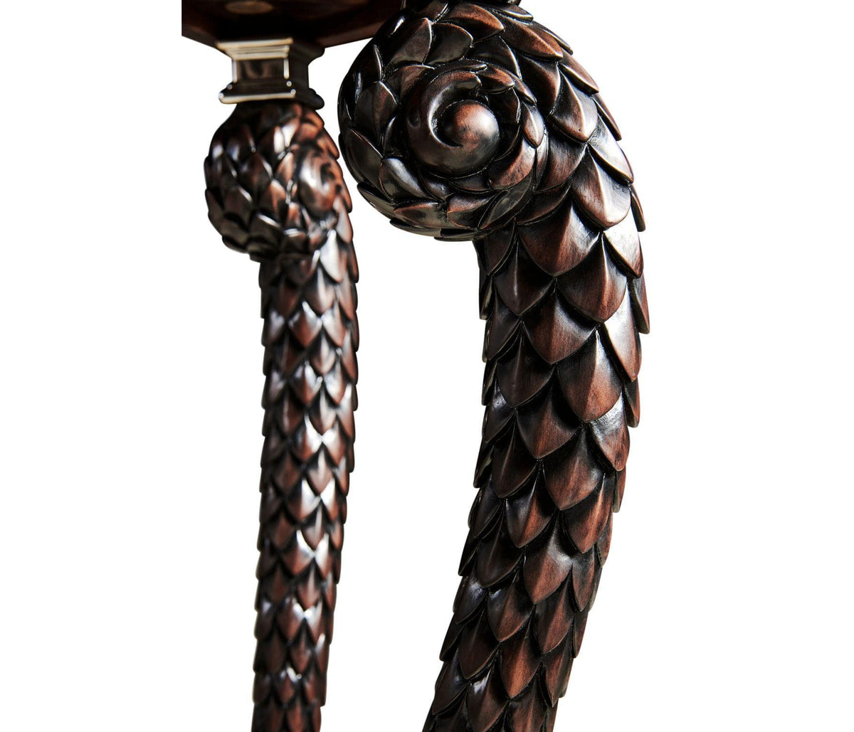 Jonathan Charles Feather Inlay Hand Carved Console Table.