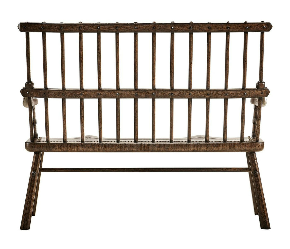 Jonathan Charles Forest Tudor Oak Bench with Leather Seat.