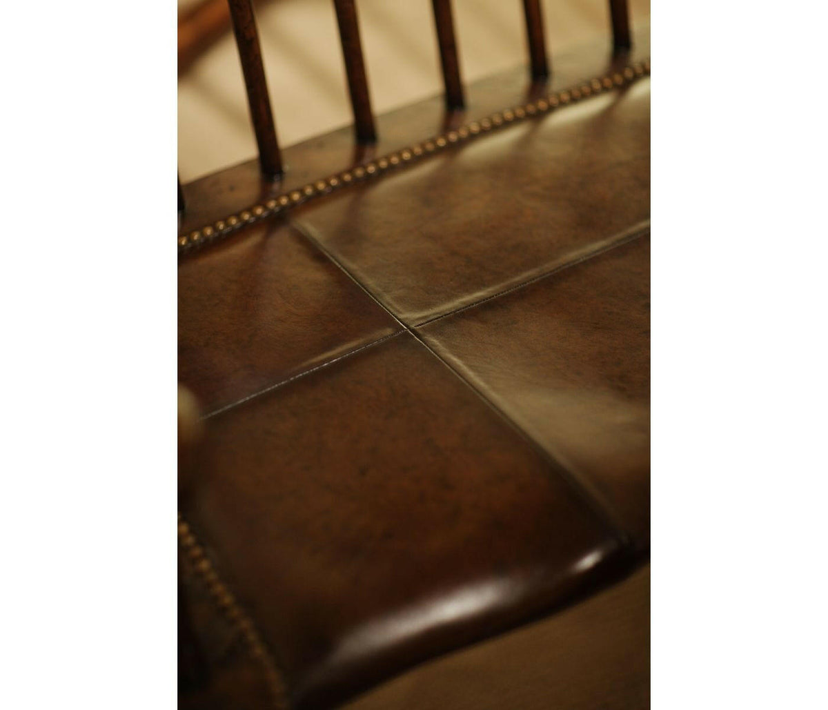 Jonathan Charles Forest Tudor Oak Bench with Leather Seat.