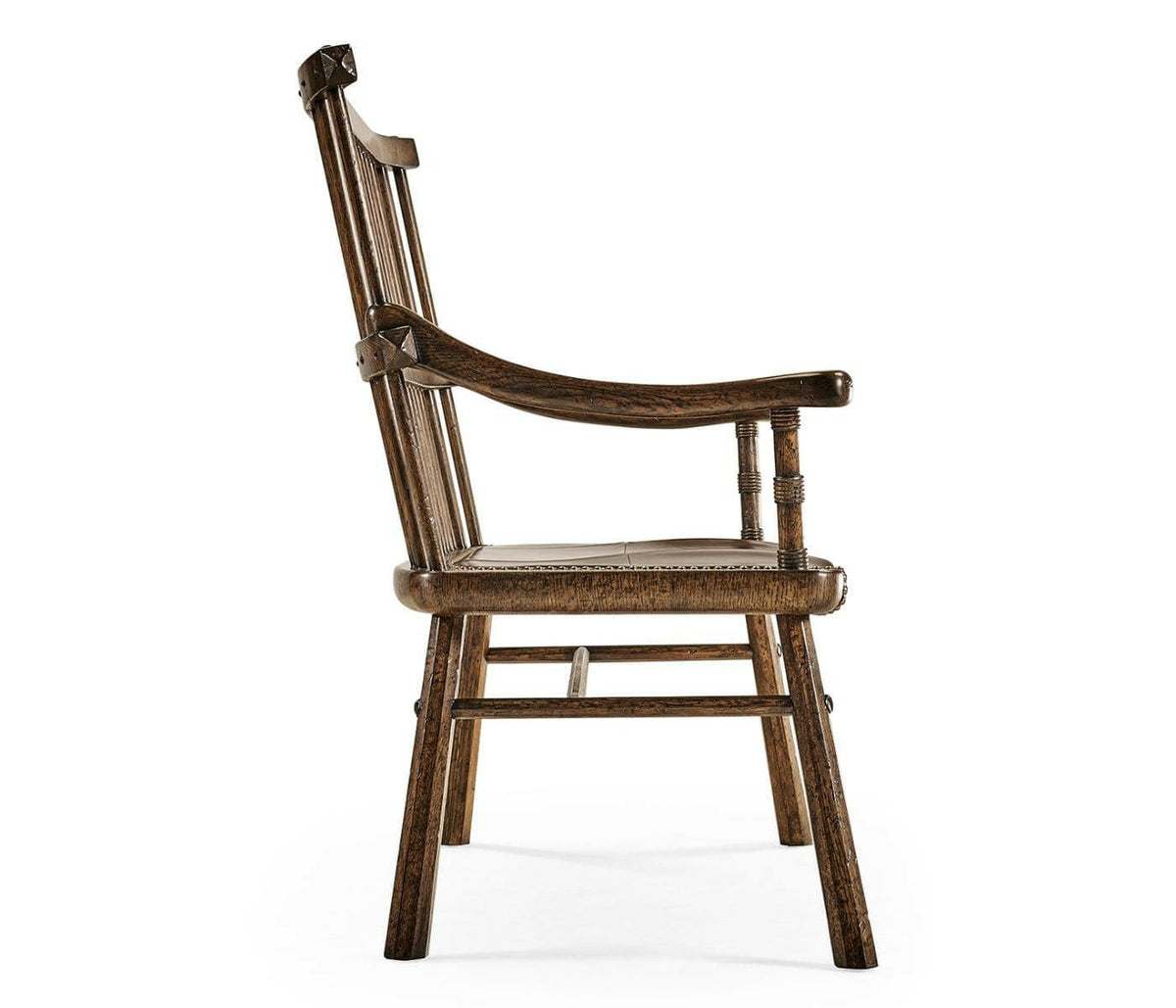 Jonathan Charles Forest Tudor Oak Bench with Leather Seat.