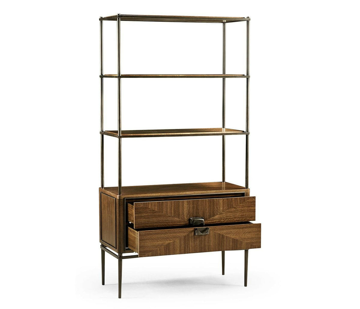 Jonathan Charles Garonne Walnut Open Shelving Unit.