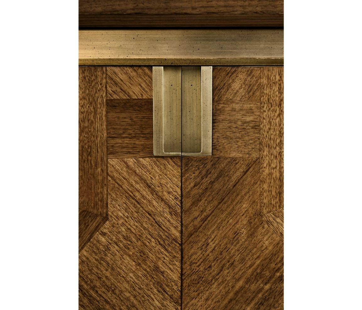 Jonathan Charles Garonne Walnut Parquetry Cabinet.