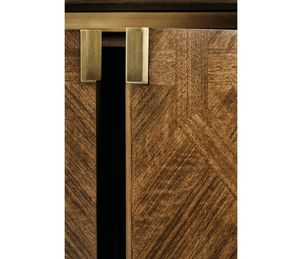 Jonathan Charles Garonne Walnut Parquetry Cabinet.