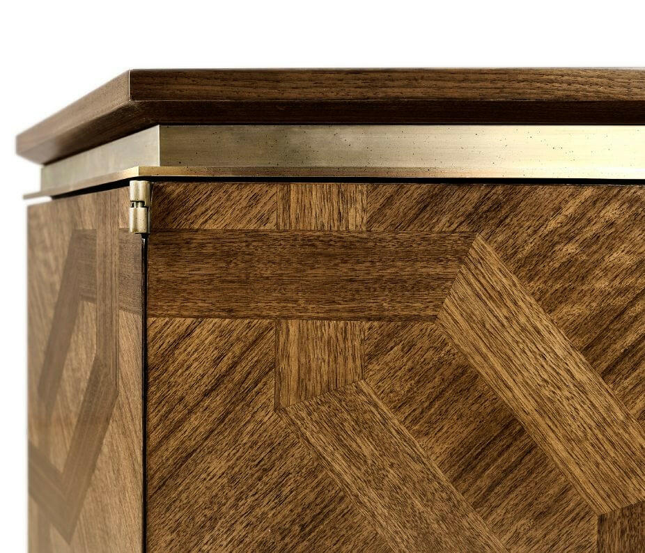 Jonathan Charles Garonne Walnut Parquetry Cabinet.