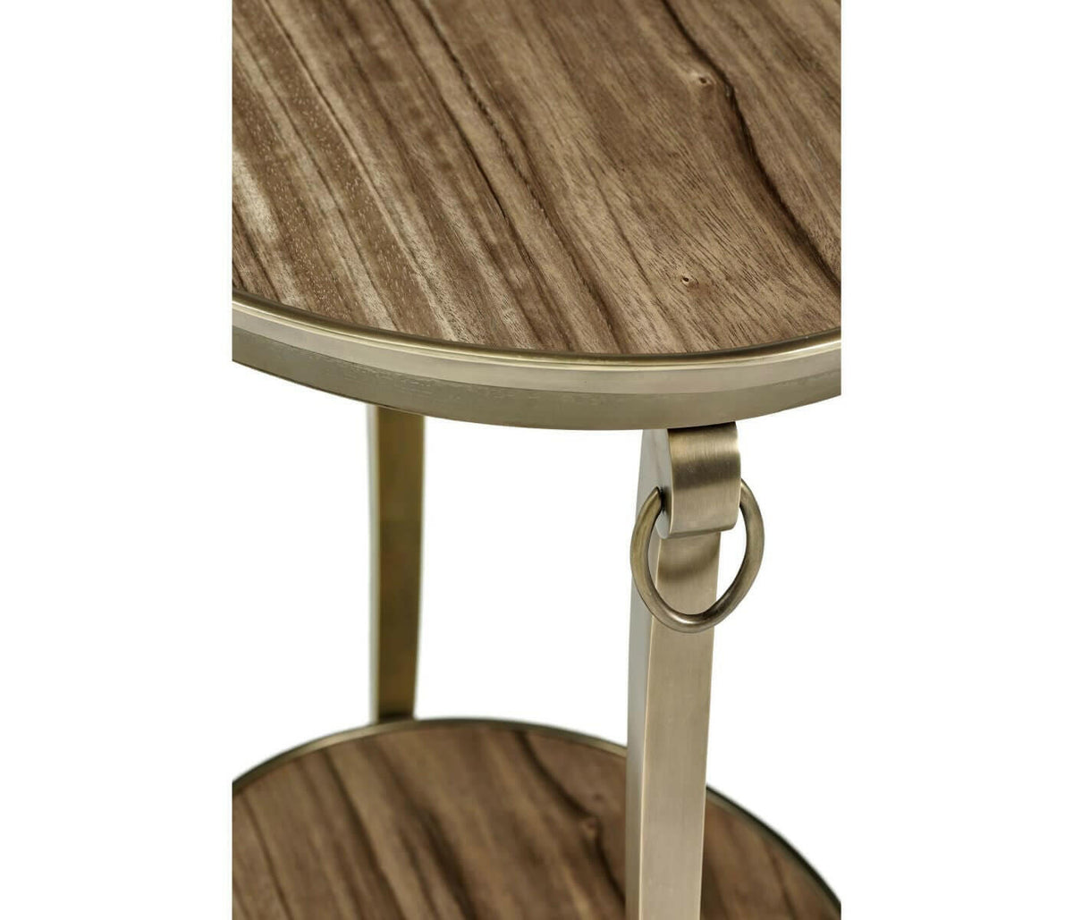 Jonathan Charles Golden Amber & Brass Oval Side Table.