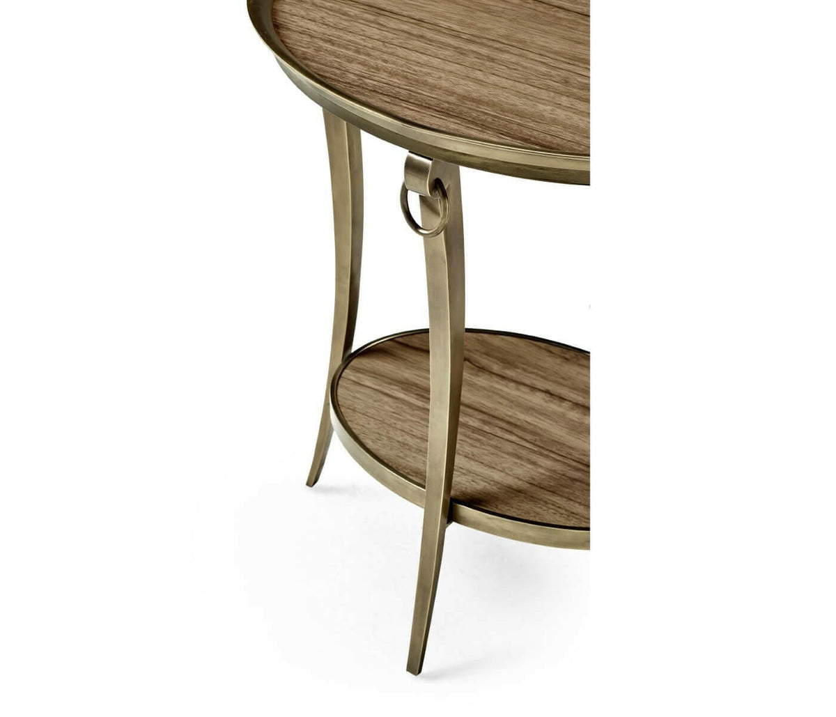 Jonathan Charles Golden Amber & Brass Oval Side Table.