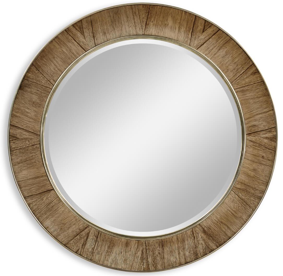 Jonathan Charles Golden Amber & Brass Round Wall Mirror - Small.